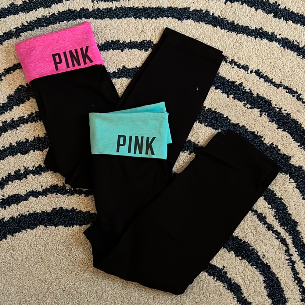 Pre-Loved Pink Yoga Capris Foldover Leggings, Small